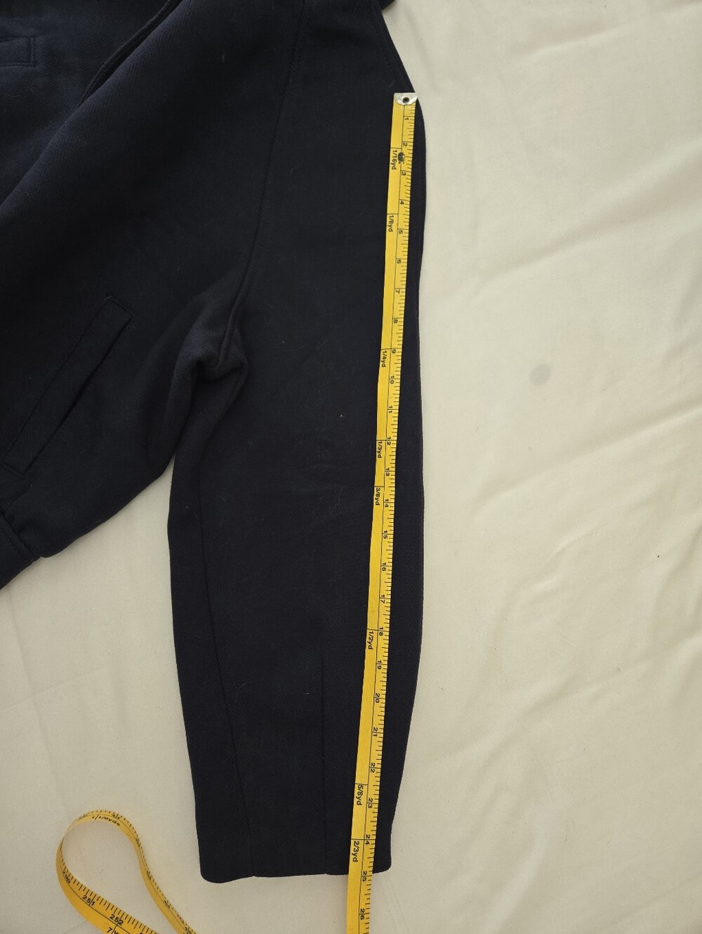 Navy Blue Cropped Bomber Jacket - Picture 7 of 9